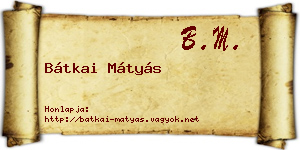 Bátkai Mátyás névjegykártya
